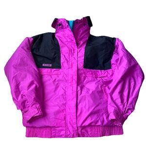 Vintage Columbia Women‎ Sportswear 3-1 Jacket Teal Pink Color Block 90s M